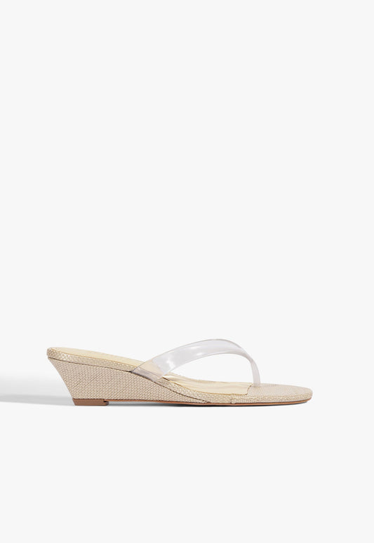Roslyn Raffia Wedge Sandal 5 Beige Synthetic - Schutz Shoes