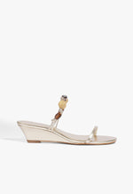 Freya Leather Wedge Sandal 5 Platinum Metallic - Schutz Shoes