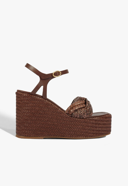 Serena Woven Sandal 5 Root Brown Leather - Schutz Shoes