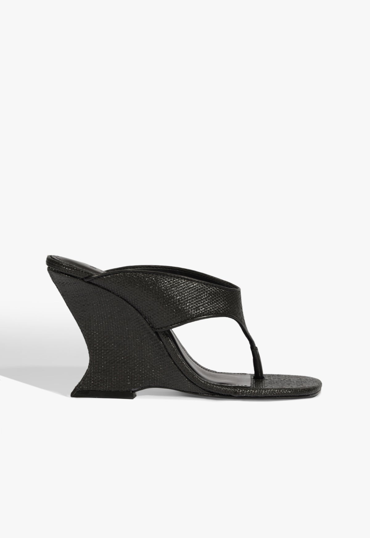 Maya Raffia Wedge Sandal 5 Black Synthetic - Schutz Shoes