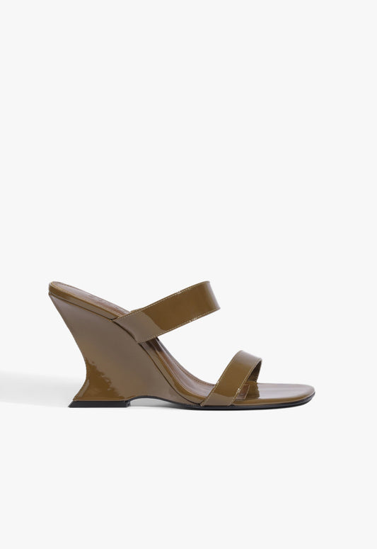 Siena Mule Patent Leather Sandal 5 Dried Olive Patent - Schutz Shoes