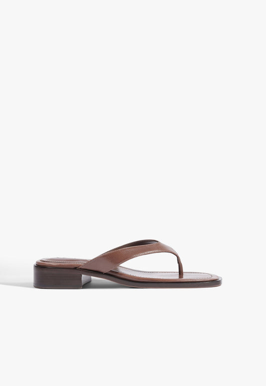 Arya Mid Leather Sandal 5 Root Brown Leather - Schutz Shoes