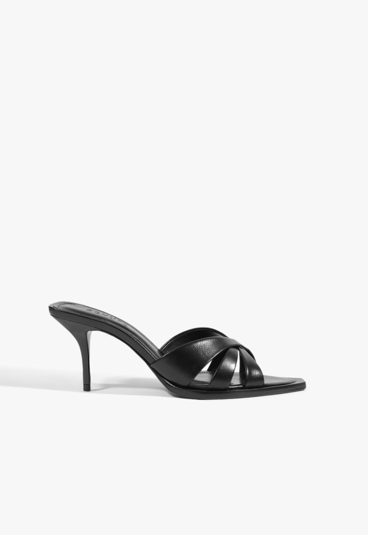 Keefa Leaf Mule Leather Sandal 5 Black Leather - Schutz Shoes