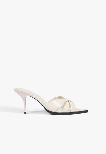 Keefa Leaf Mule Leather Sandal 5 Sugar White Leather - Schutz Shoes
