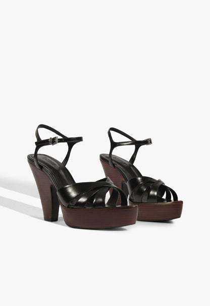 Keefa Wood Platform Leather Sandal - Schutz Shoes