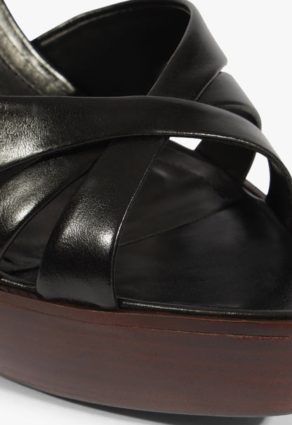 Keefa Wood Platform Leather Sandal - Schutz Shoes