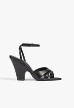 Keefa Flare Leather Sandal 5 Black Leather - Schutz Shoes