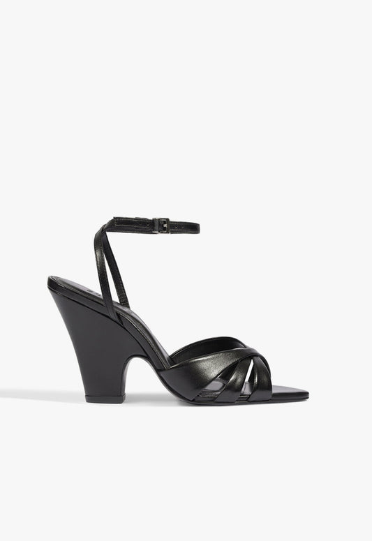 Keefa Flare Leather Sandal 5 Black Leather - Schutz Shoes
