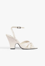 Keefa Flare Leather Sandal 5 Sugar White Leather - Schutz Shoes