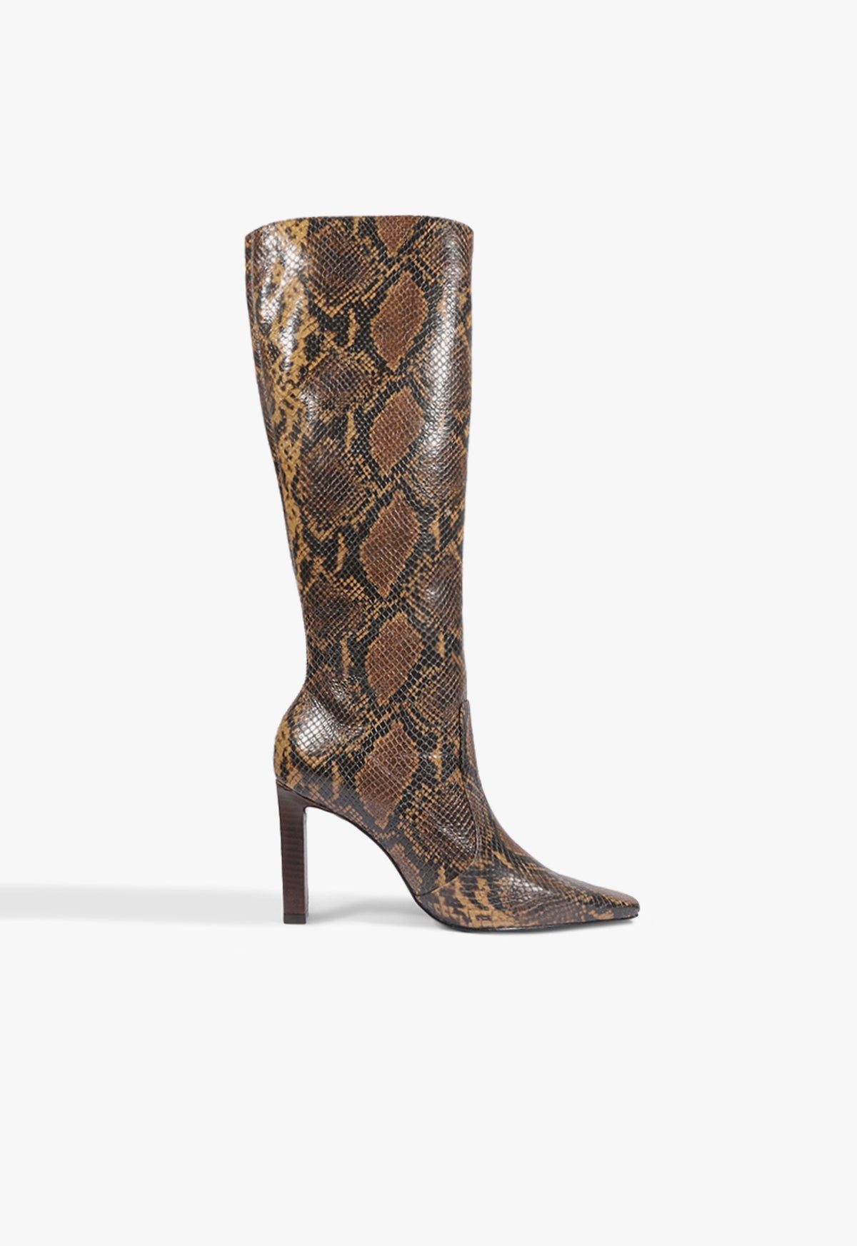 Ulla Up Leather Boot 5 Pecan Brown Snake - Schutz Shoes