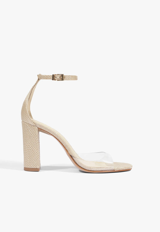 Scarlett Block Vinyl Raffia Sandal 5 Beige Synthetic - Schutz Shoes