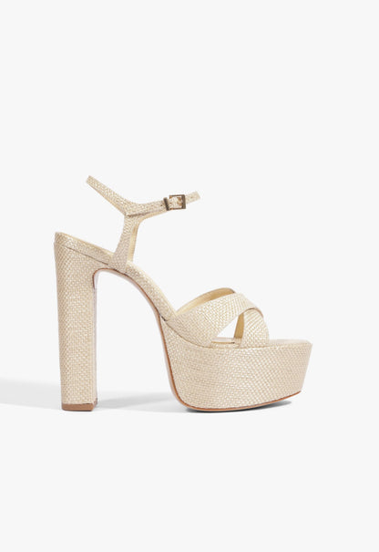 Kiona Raffia Platform Sandal 5 Beige Leather - Schutz Shoes