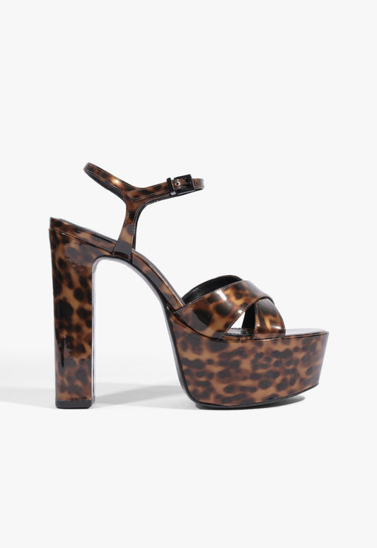 Kiona Tortoise Platform Sandal 5 Brown Patent - Schutz Shoes